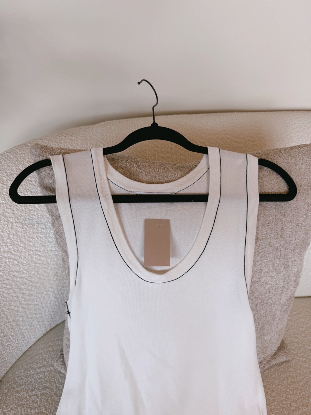 Zara White Tank Top with Black Contrast Trim